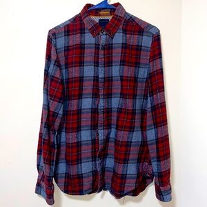 Denim & Flower Flannel Small Soft Gray Blue Red